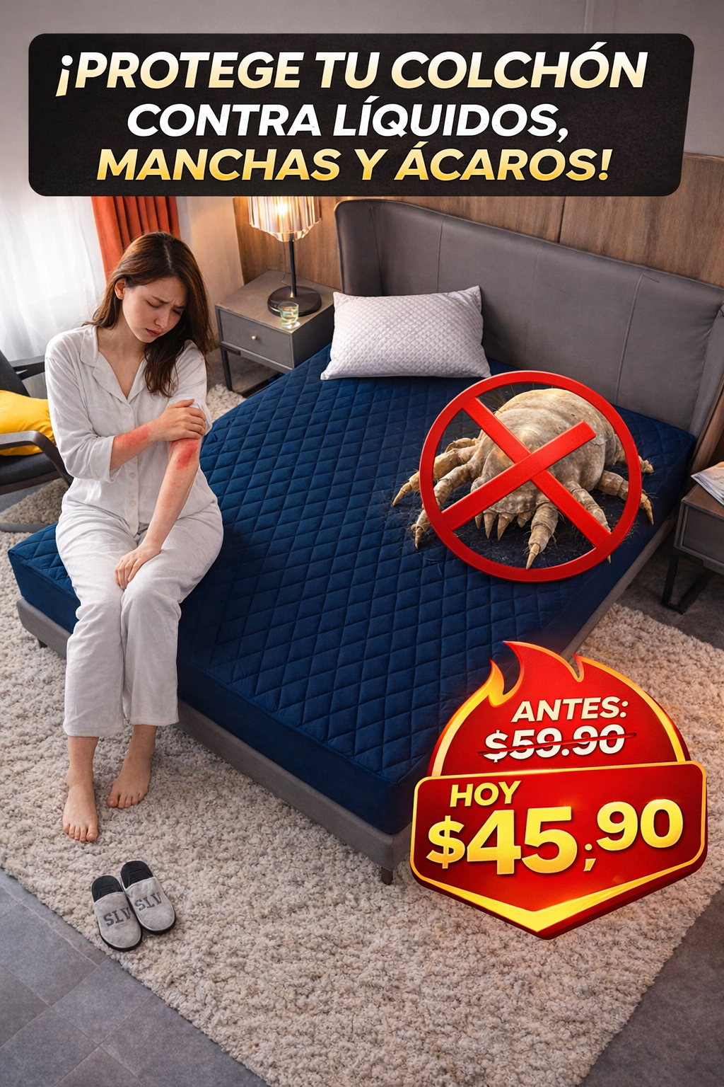 Tu Colchón limpio y protegido siempre, sin ácaros, sin manchas.